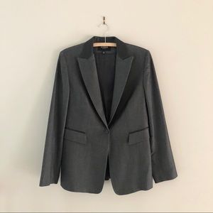 Express Stretch Grey Wool Fitted Blazer